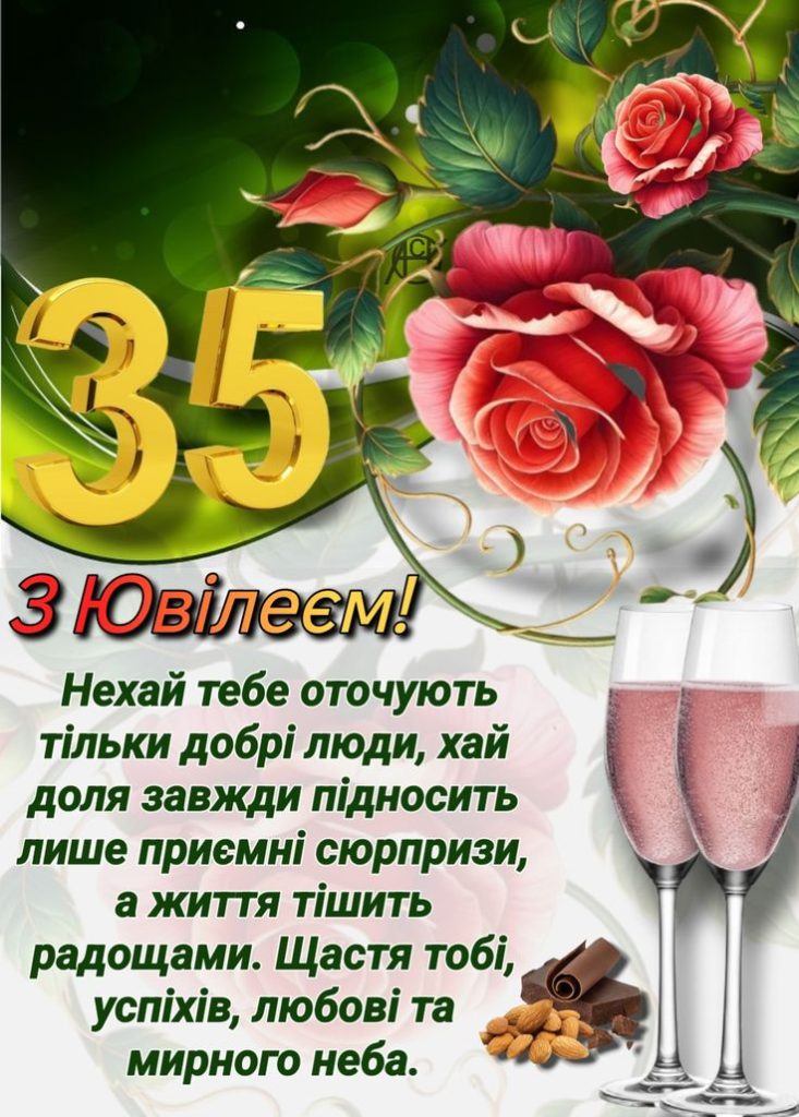 привітання з днем народження 35 років - Листівка 4