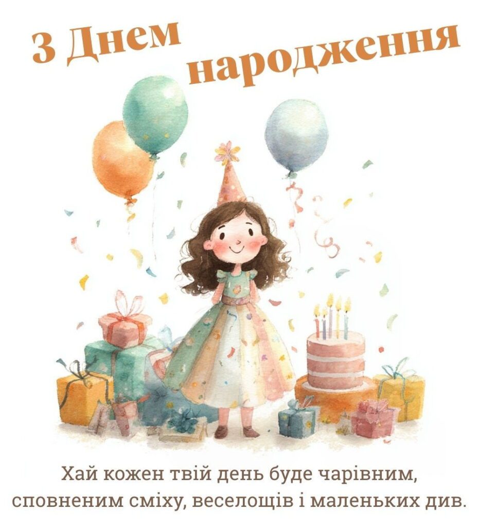 привітання з днем народження дівчинці 1 рік своїми словами - Листівка 5