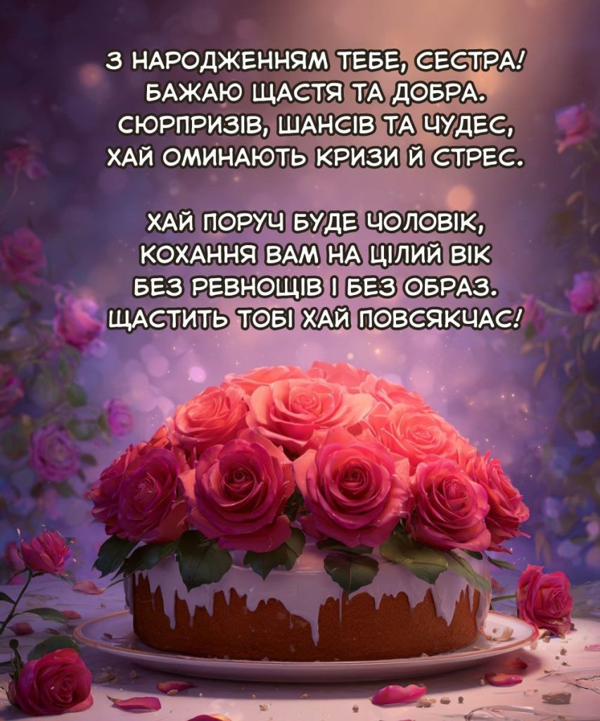 привітання з днем народження сестрі до сліз вірш - Листівка 7