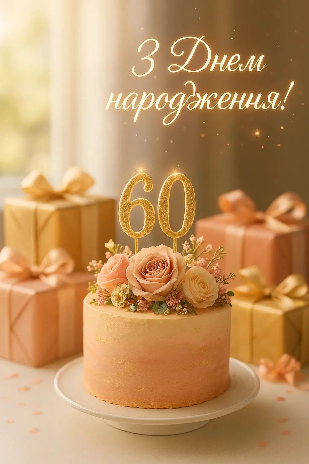 привітання з днем народження жінці 60 років - Листівка 5