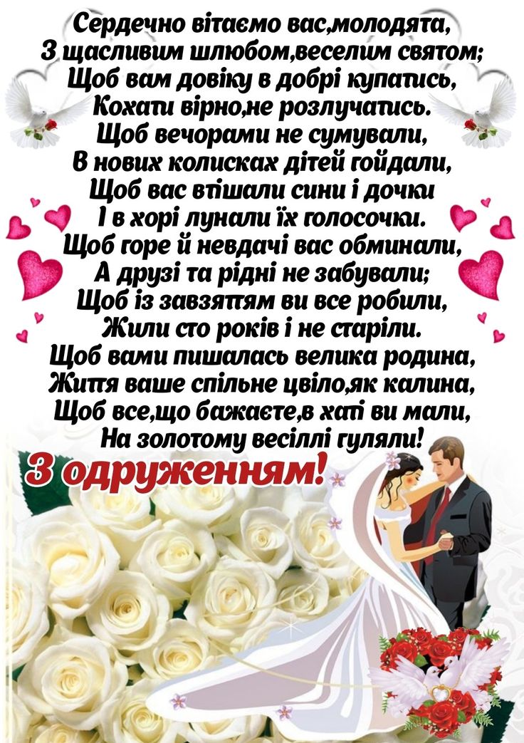 гарне привітання на весілля від мами своїми словами - Листівка 25
