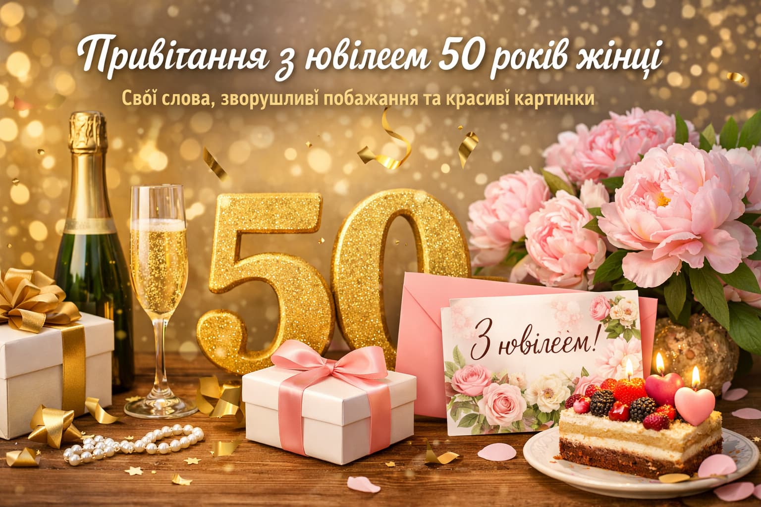 гарне вітання з 50-річчям своїми словами - Листівка 15