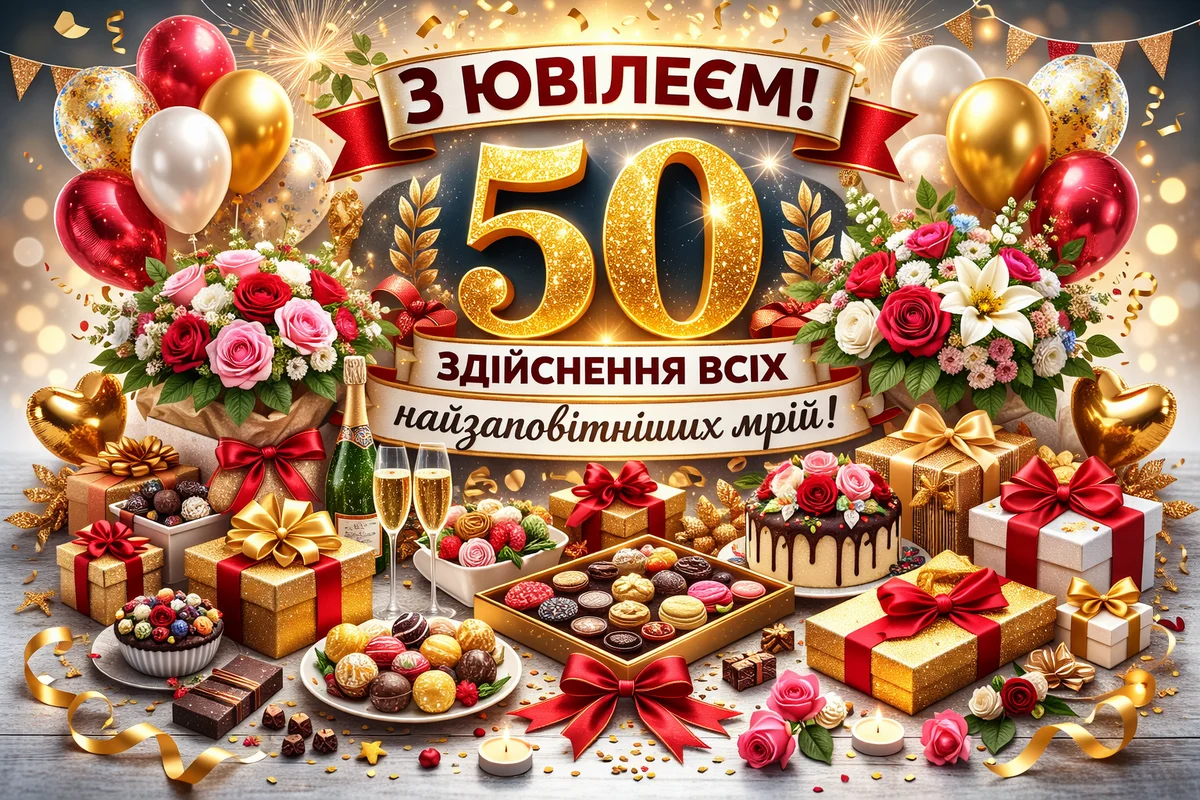 гарне вітання з 50-річчям своїми словами - Листівка 6