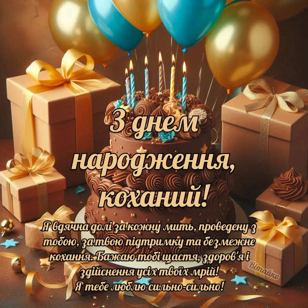 привітання коханому чоловіку з днем народження - Листівка 28