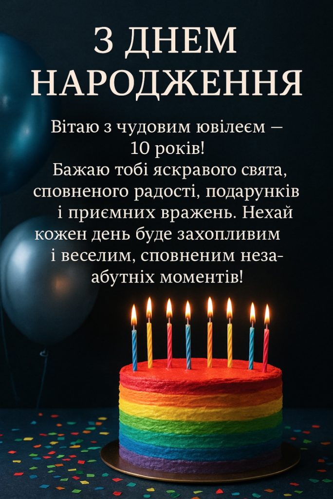 привітання з днем народження дівчинці 10 років - Листівка 10