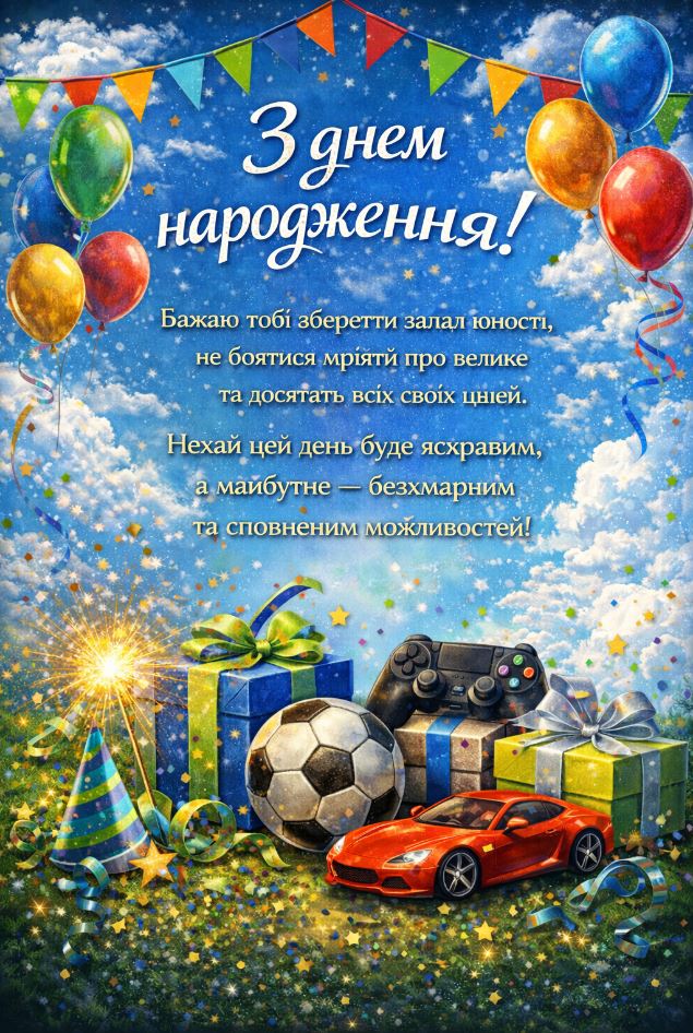 вітання з днем народження племіннику від тітки - Листівка 20