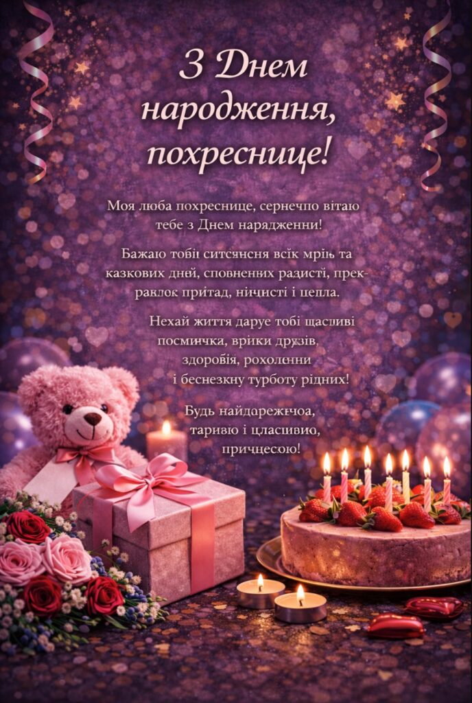 зворушливі привітання з днем народження похресниці - Листівка 10