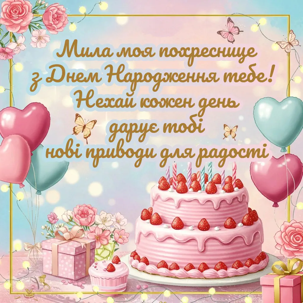 зворушливі привітання з днем народження похресниці - Листівка 28